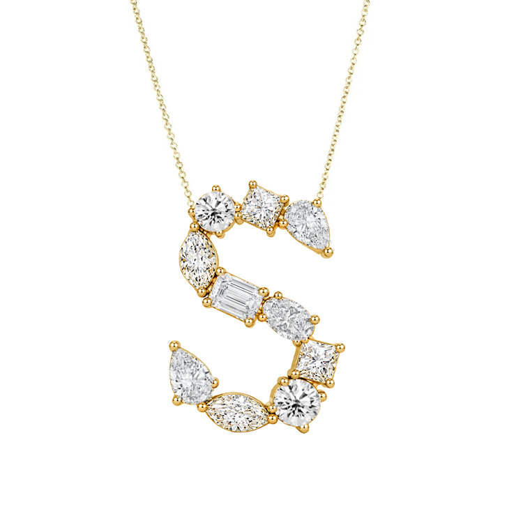 Multi Diamond Initial Necklace
