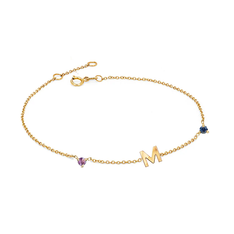 Sapphire Birthstone Initial Bracelet - Armans Fine Jewellery