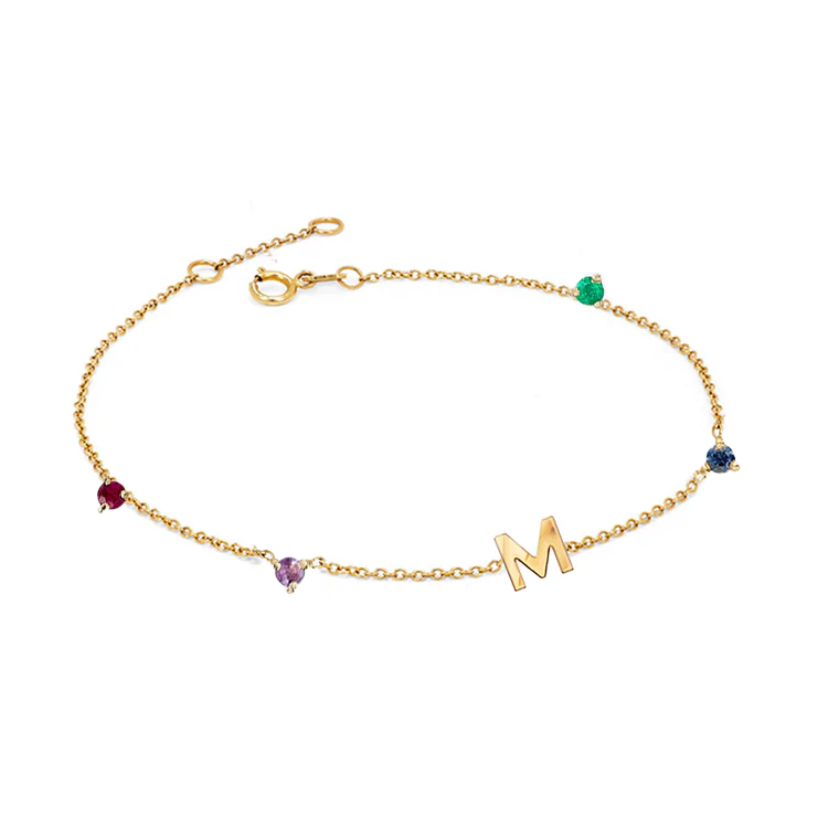 Sapphire Birthstone Initial Bracelet - Armans Fine Jewellery