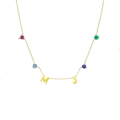 Sapphire Double Initial Birthstone Necklace - Armans Fine Jewellery