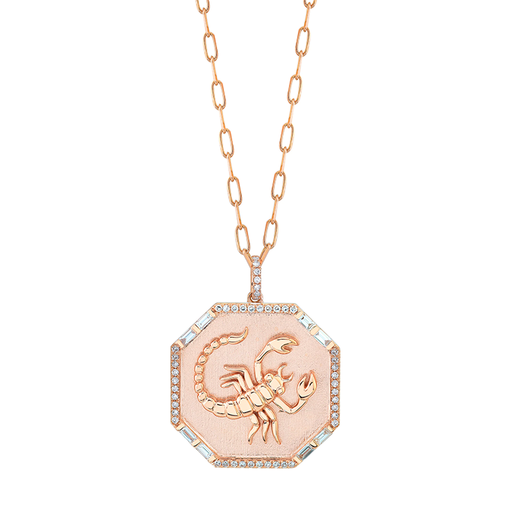 Rose gold scorpio on sale necklace