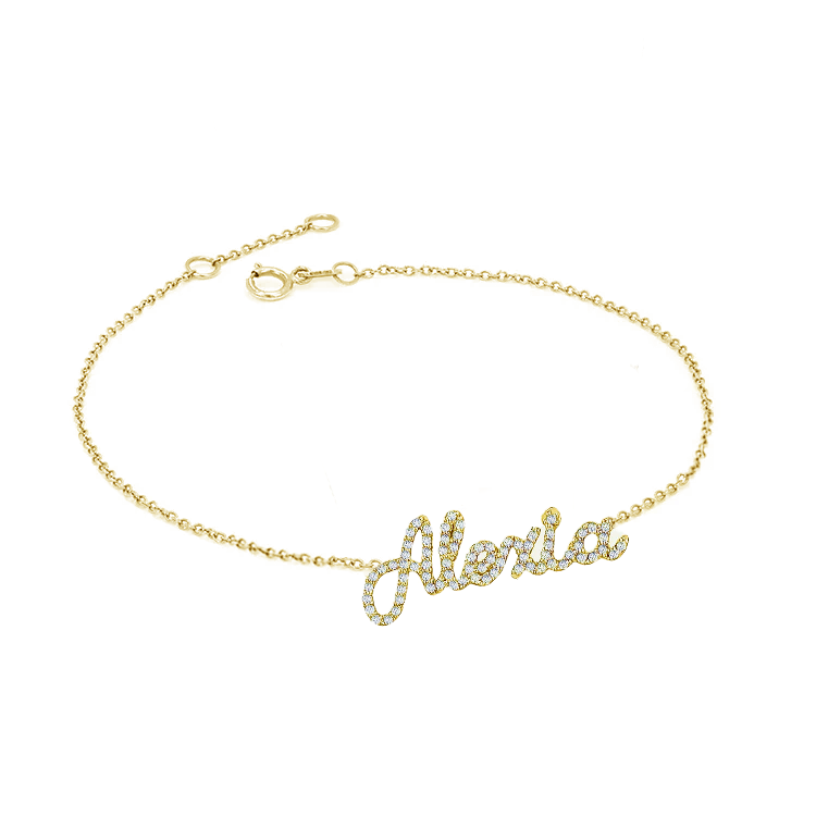 Script Pavé Diamond Name Bracelet - Armans Fine Jewellery