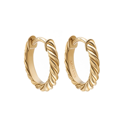 Sculpted Solid Gold Braid Huggies - Armans Fine Jewellery