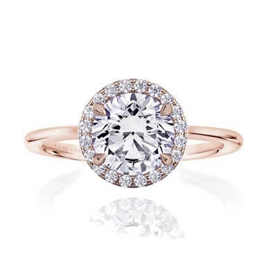 Seamless Round Halo Engagement Ring With Plain Band - Armans Fine Jewellery