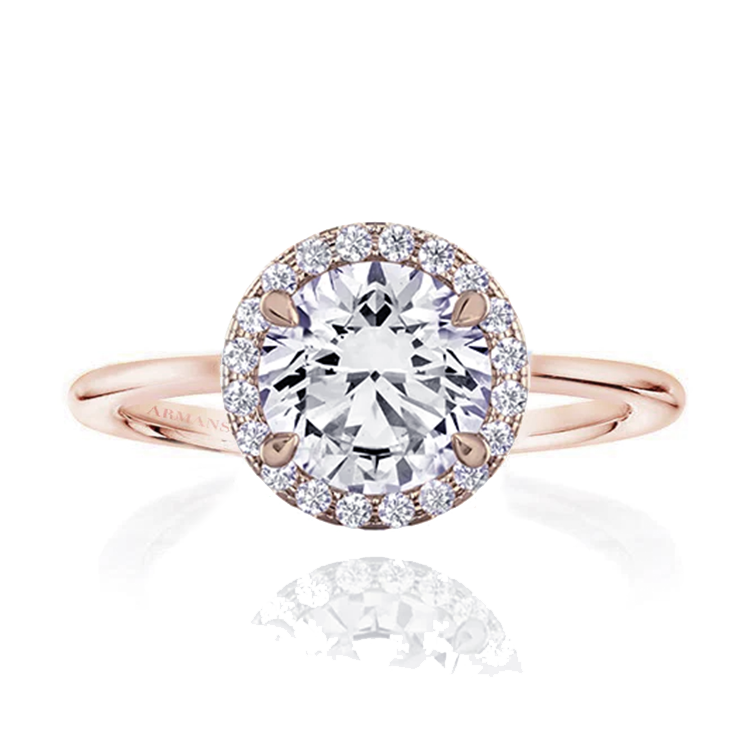 Seamless Round Halo Lab Grown Engagement Ring With Plain Band - Armans Fine Jewellery