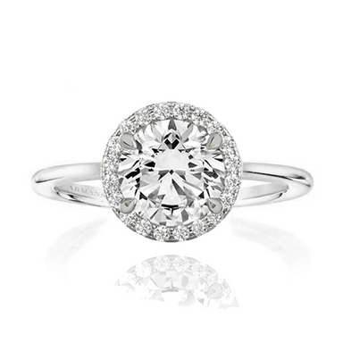 Seamless Round Halo Lab Grown Engagement Ring With Plain Band - Armans Fine Jewellery