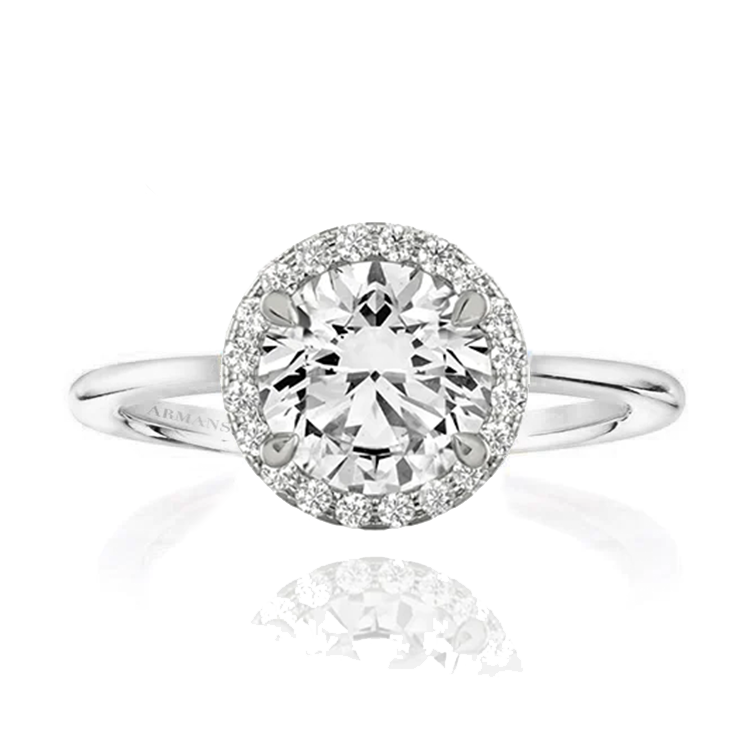Seamless Round Halo Lab Grown Engagement Ring With Plain Band - Armans Fine Jewellery