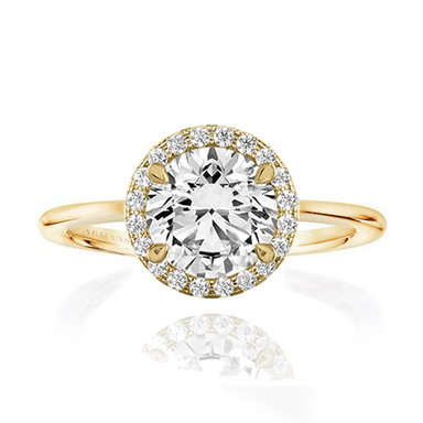 Seamless Round Halo Lab Grown Engagement Ring With Plain Band - Armans Fine Jewellery