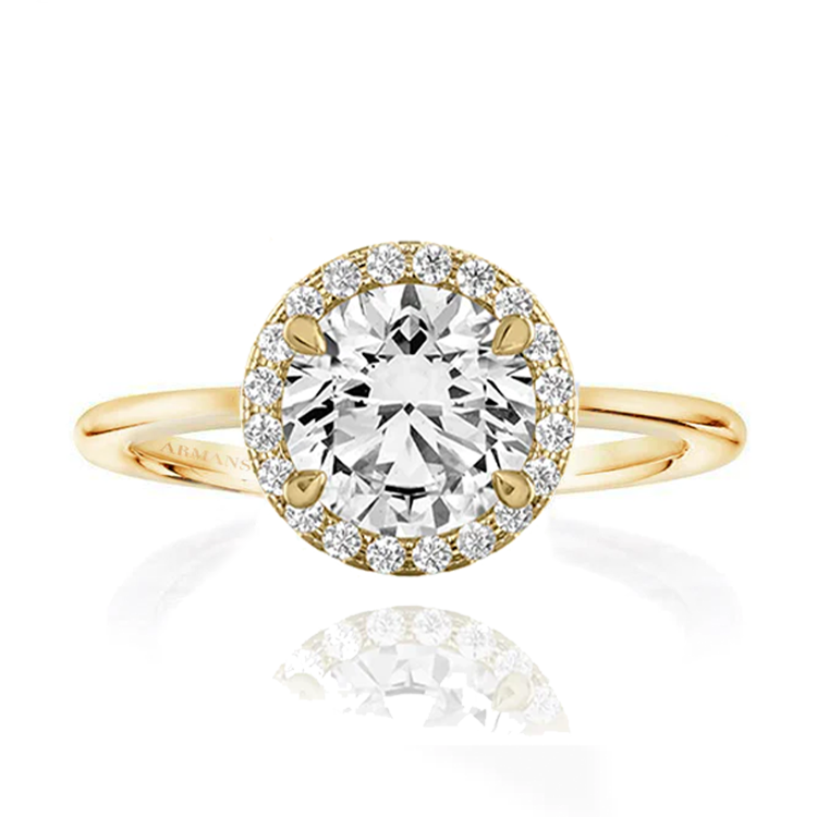 Seamless Round Halo Lab Grown Engagement Ring With Plain Band - Armans Fine Jewellery
