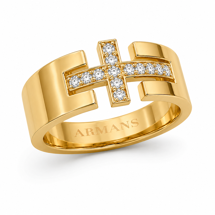 Diamond Cross Gold Ring