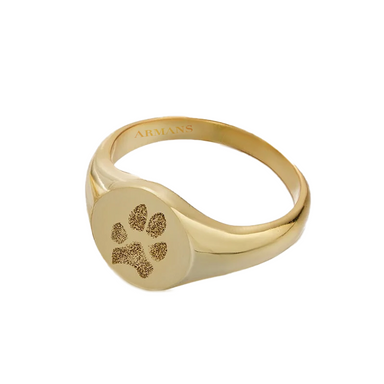 Gold Paw Print Signet Ring - Armans Fine Jewellery