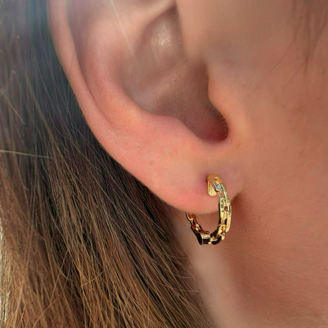 Solid Gold Chain Link Huggies