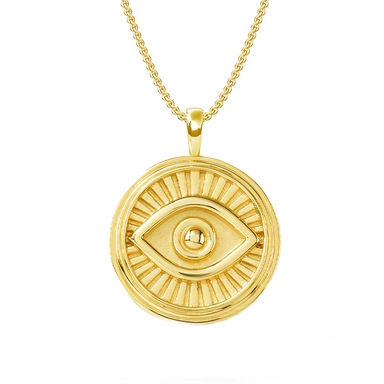 Solid Gold Evil Eye Disc Pendant - Armans Fine Jewellery