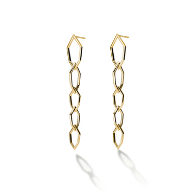 Solid Gold Hexagon Drop Earrings - Armans Fine Jewellery