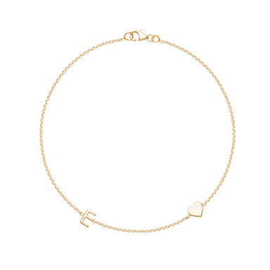 Solid Gold Initial Heart Anklet - Armans Fine Jewellery