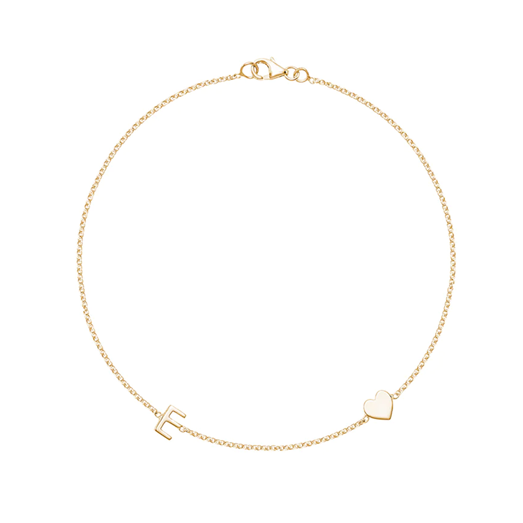 Solid Gold Initial Heart Anklet - Armans Fine Jewellery