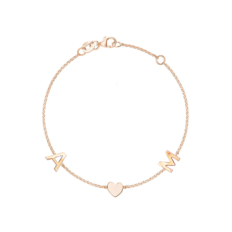 Solid Gold Initial Heart Bracelet - Armans Fine Jewellery