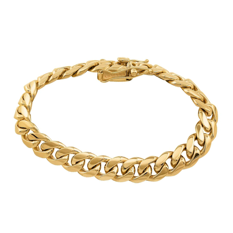 Cuban chain link bracelet on sale in 14k gold