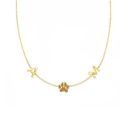 Solid Gold Multi-Initial Paw Print Necklace - Armans Fine Jewellery