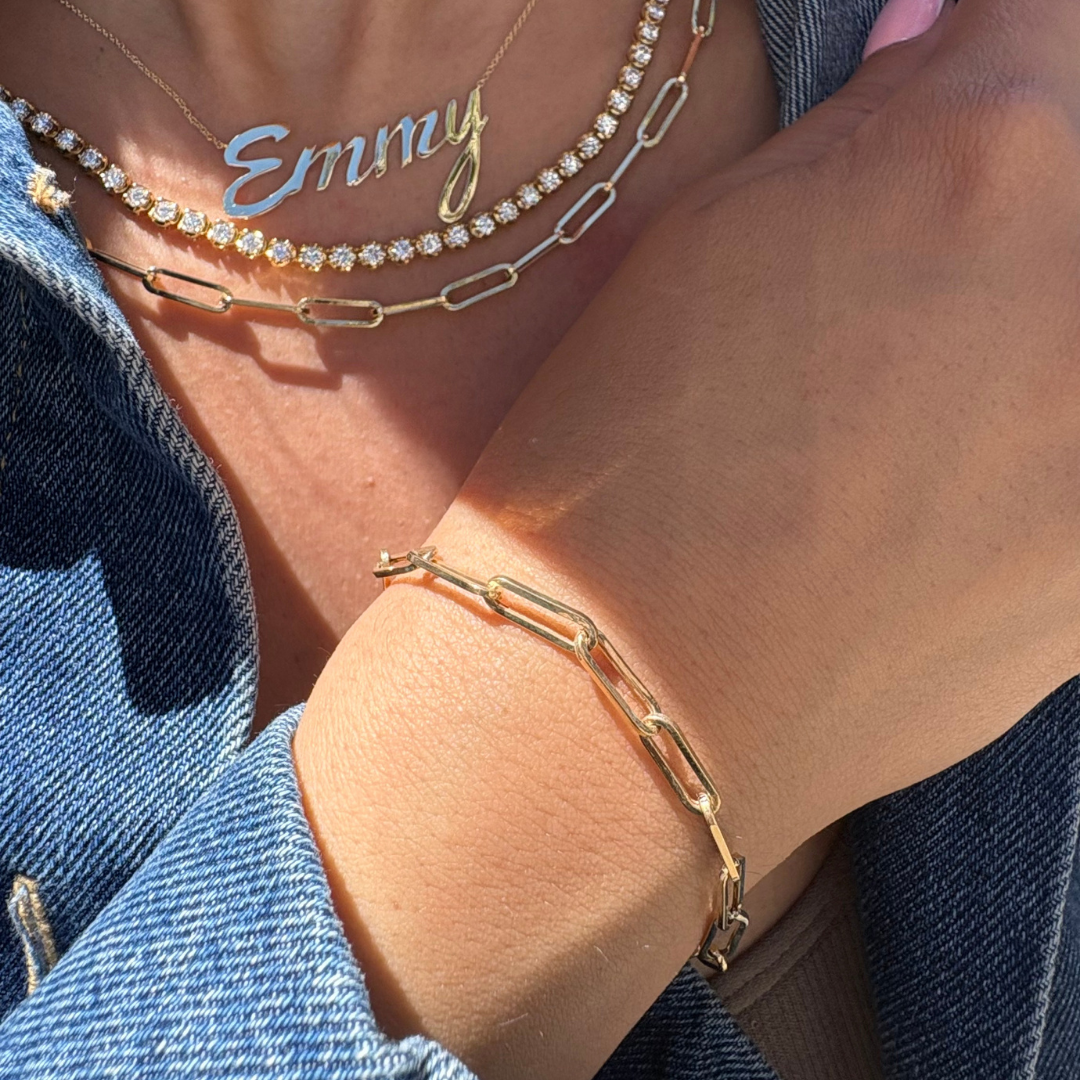 Solid Gold Paper Clip Bracelet