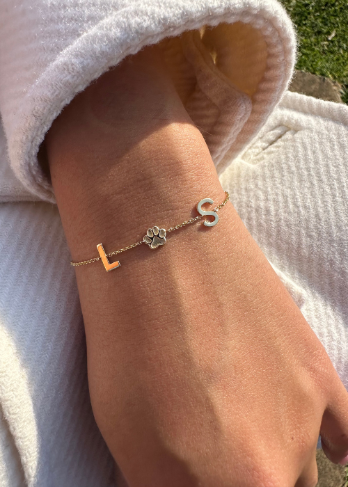 Solid Gold Multi-Initial Paw Print Bracelet - Armans Fine Jewellery