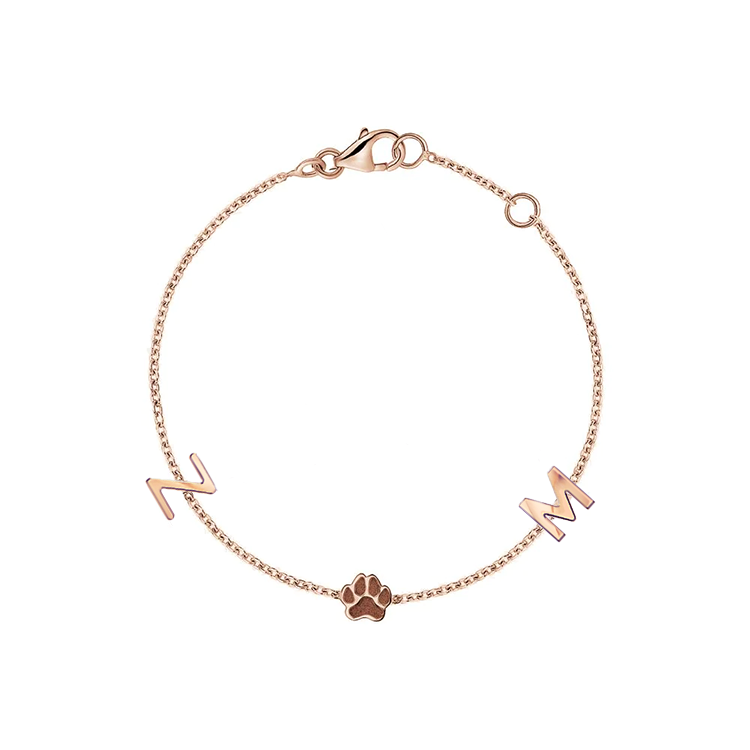 Solid Gold Paw Initial Bracelet - Armans Fine Jewellery