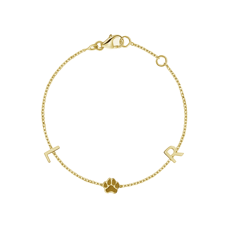Solid Gold Multi-Initial Paw Print Bracelet - Armans Fine Jewellery