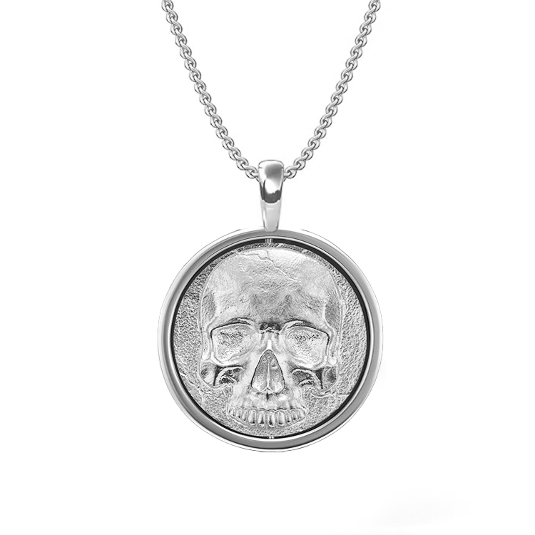 Solid Gold Skull Disk Pendant - Armans Fine Jewellery