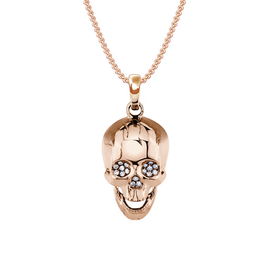 Solid Gold Skull Necklace With Diamond Eyes - Armans Fine Jewellery