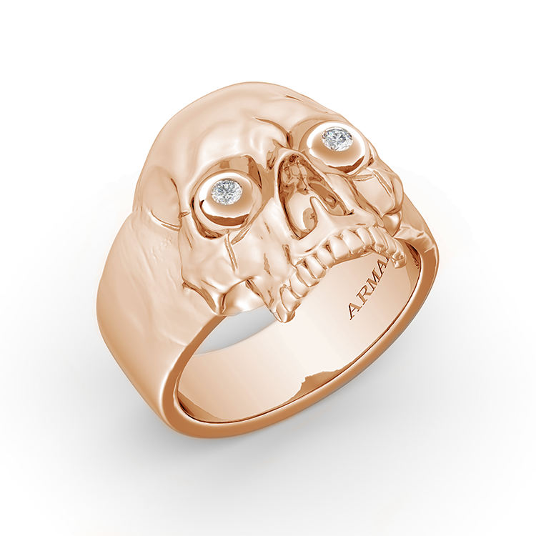 Solid Gold Skull Ring with Diamond Eyes Armans Fine Jewellery
