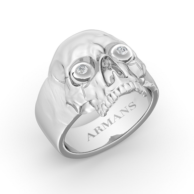 Solid Gold Skull Ring with Diamond Eyes - Armans Fine Jewellery