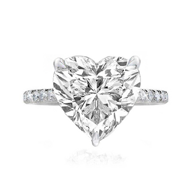 Solitaire Heart Lab Grown Engagement Ring with Diamond Band - Armans Fine Jewellery