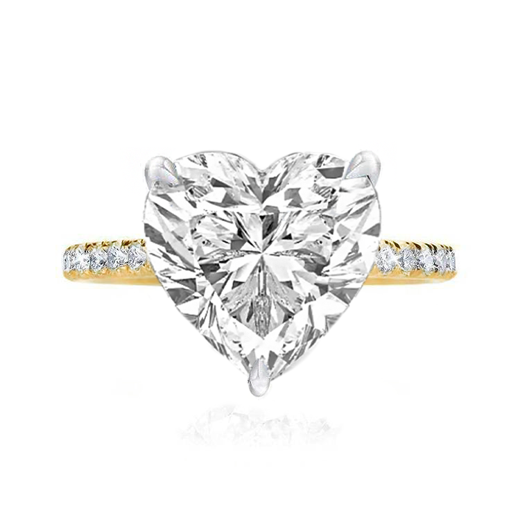 Solitaire Heart Engagement Ring with Diamond Band - Armans Fine Jewellery