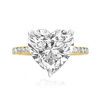 Solitaire Heart Lab Grown Engagement Ring with Diamond Band - Armans Fine Jewellery