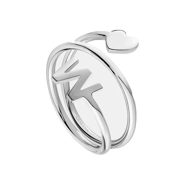Spiral Initial Ring with Solid Gold Heart - Armans Fine Jewellery