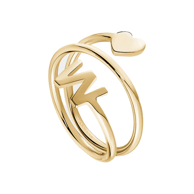 Spiral Initial Ring with Solid Gold Heart - Armans Fine Jewellery