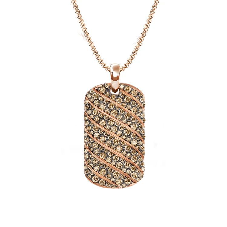 Diamond Wave Dog Tag Necklace - Armans Fine Jewellery