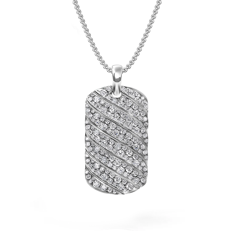 Diamond Wave Dog Tag Necklace - Armans Fine Jewellery