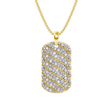 Diamond Wave Dog Tag Necklace - Armans Fine Jewellery