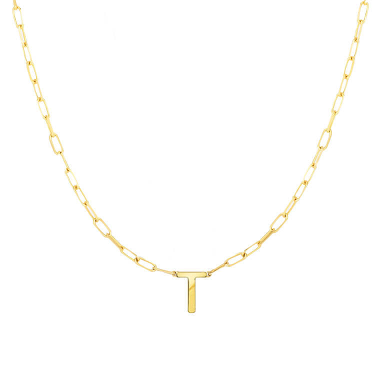 Block Letter Necklace with Paperclip Chain - Armans Fine Jewellery