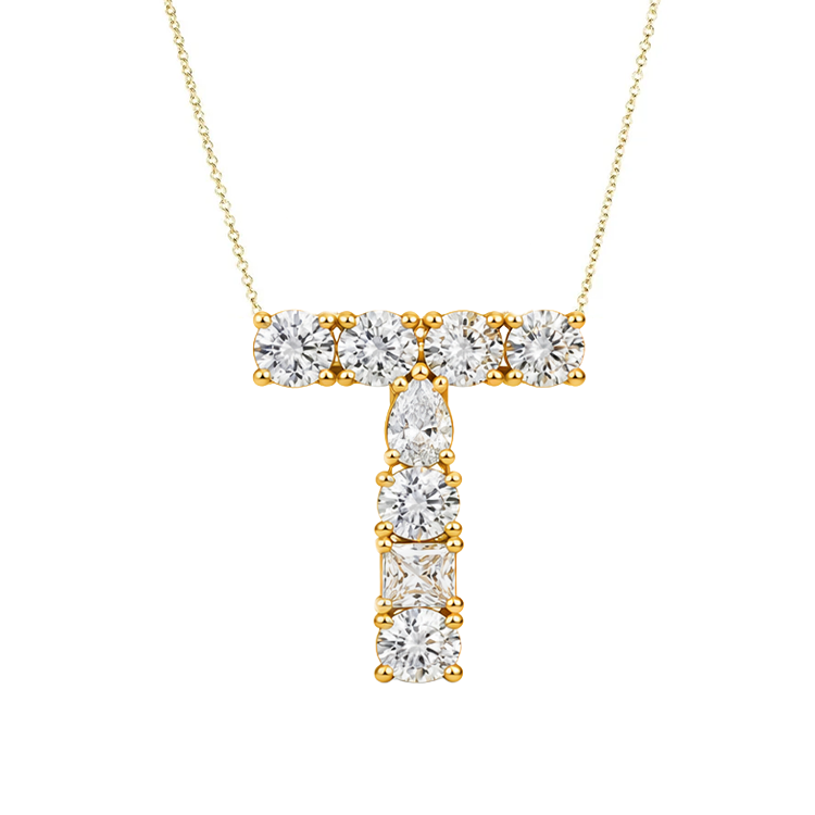 Multi Diamond Initial Necklace