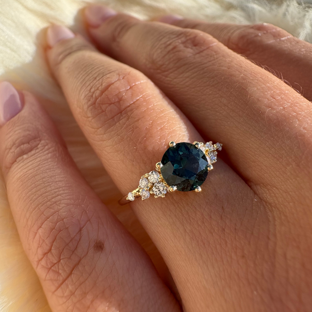 Teal Sapphire Aurora Lab Grown Engagement Ring