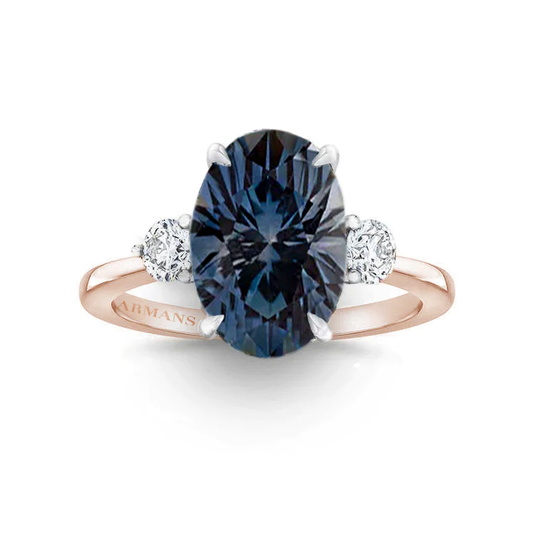 Teal Sapphire Whitney Lab Grown Three Stone Engagement Ring - Armans Fine Jewellery