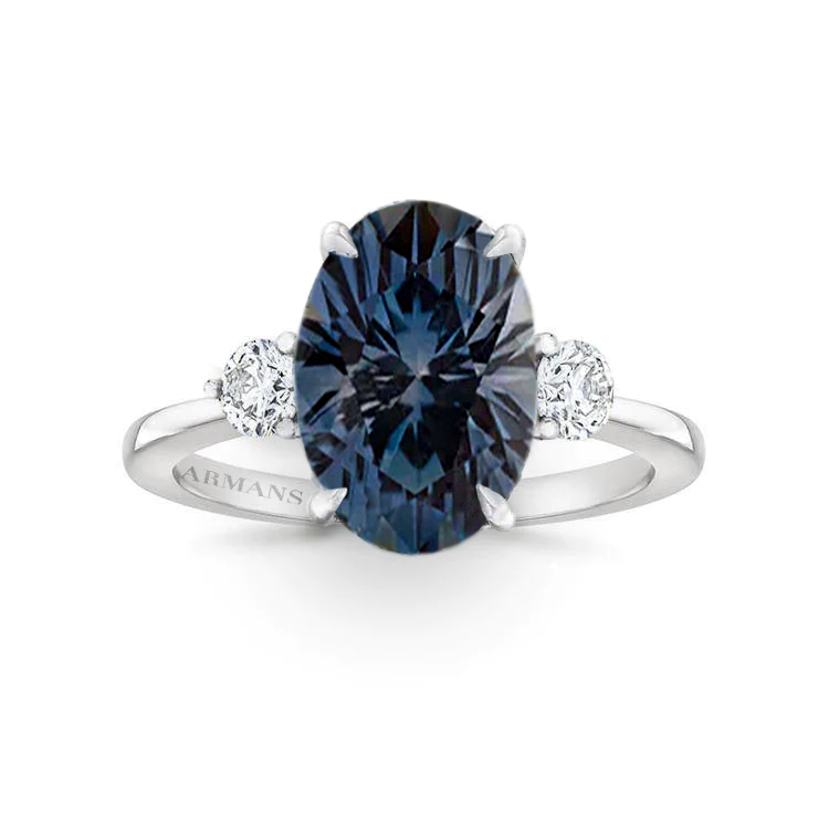 Teal Sapphire Whitney Lab Grown Three Stone Engagement Ring - Armans Fine Jewellery