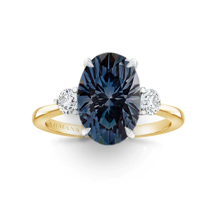 Teal Sapphire Whitney Three Stone Engagement Ring - Armans Fine Jewellery