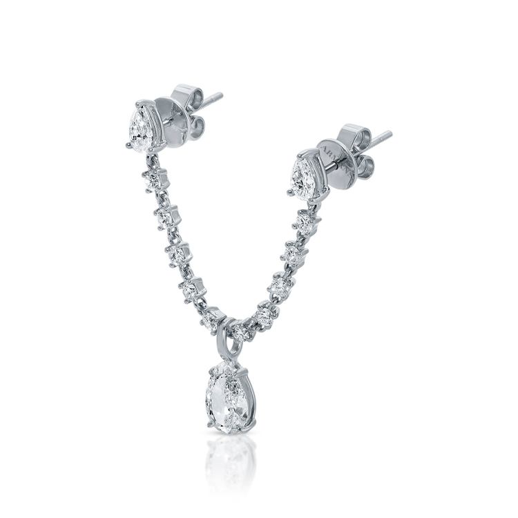 Triple Pear Diamond Loop Studs - Armans Fine Jewellery