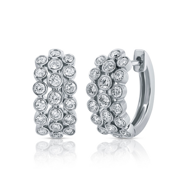 Triple Row Bezel Set Diamond Huggies - Armans Fine Jewellery