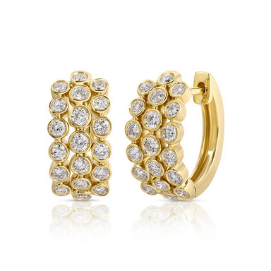 Triple Row Bezel Set Diamond Huggies - Armans Fine Jewellery