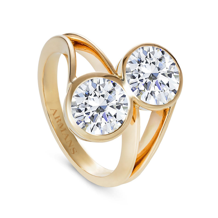 Two Stone Round Diamond Bezel Set Ring | Armans Fine Jewellery