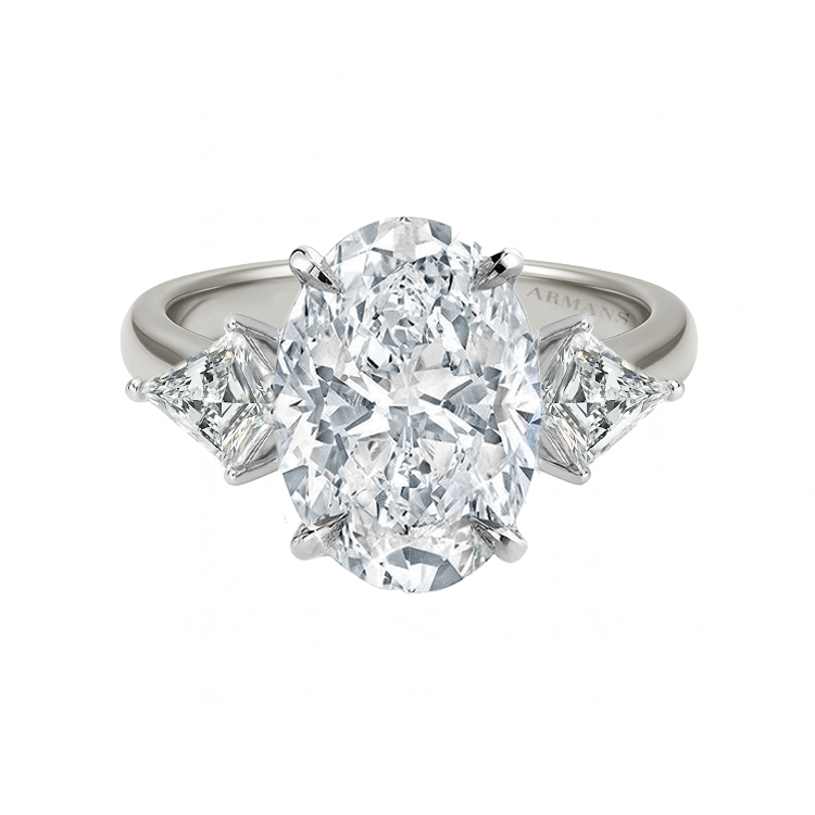 Oval Diamond Trapezoid Engagement Ring - Armans Fine Jewellery